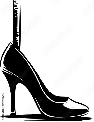 sketch doodle pole dance heel shoe silhouette vector illustration