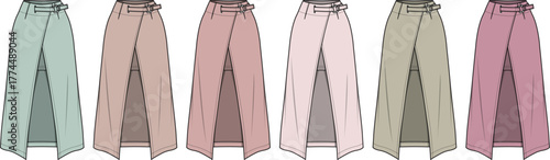 Elegant wrap skirts in various pastel colors, perfect for fashion designs and style inspiration