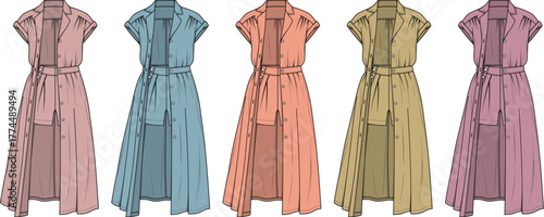 Chic Sleeveless Trench Coats Fashionable and Trendy Vector Designs