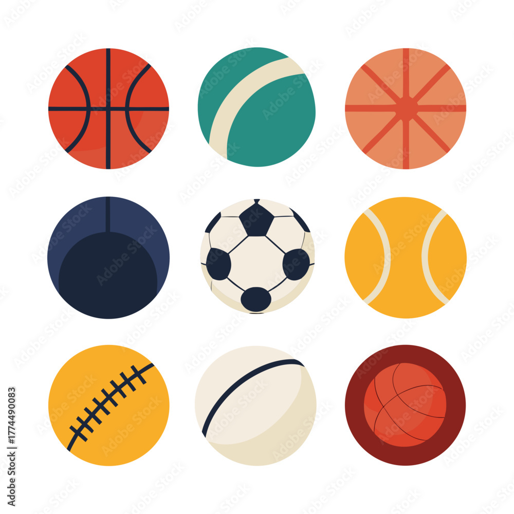 Fototapeta premium Collection of Nine Different Sports Balls