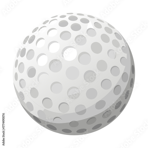 Stylized cartoon golf ball vector illustration for sports and leisure concepts