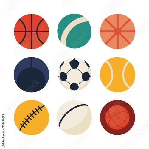 Collection of Nine Different Sports Balls