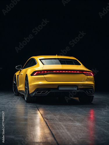 Luxurious Yellow Sedan Rear View Showcasing Modern Design	