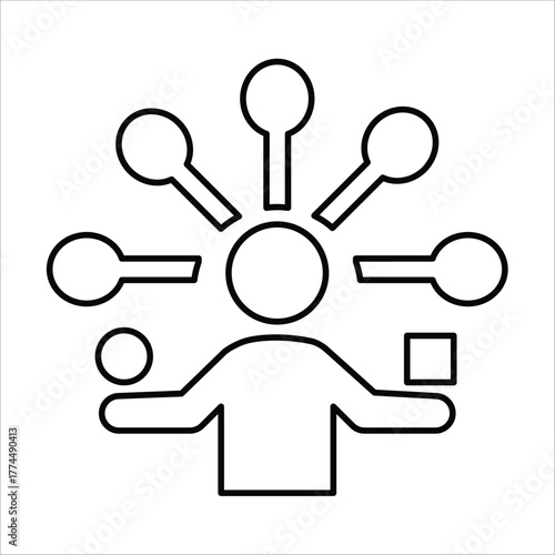 multi tasking icons. simple line vector