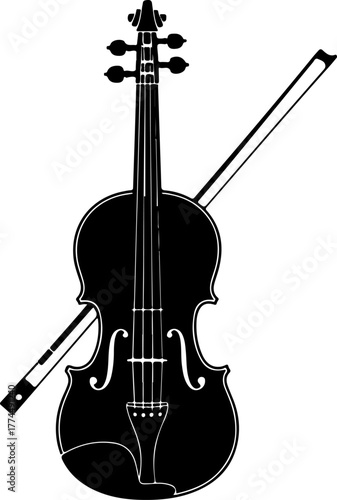 violin black silhouette vector art