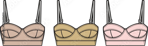 Three diverse shades of bra designs, tailored for various skin tones, in a fashion-forward style