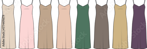 Collection of Women's Silk Slip Dresses in Various Colors for Fashion and Style Inspiration