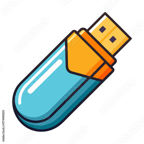 Another flash drive cartoon object on a white background vector illustration