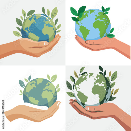 Hands Holding Earth for Environmental Protection and Care