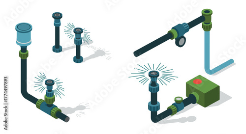 Industrial plumbing components with isometric design for modern pipelines
