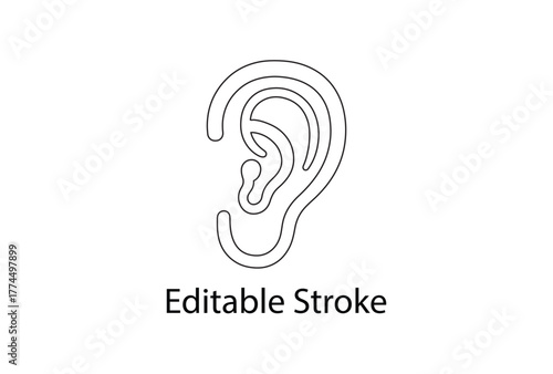 human ear editable stroke line icon vector, human ear line art vector illustration