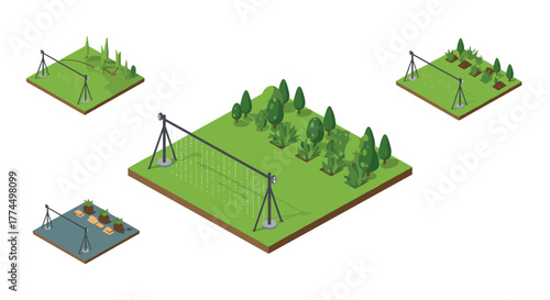 Isometric irrigation systems in agricultural fields with diverse crops and sp…