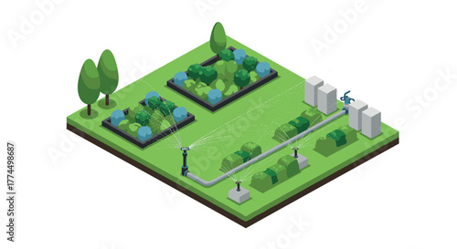 Isometric garden irrigation system for efficient watering solutions