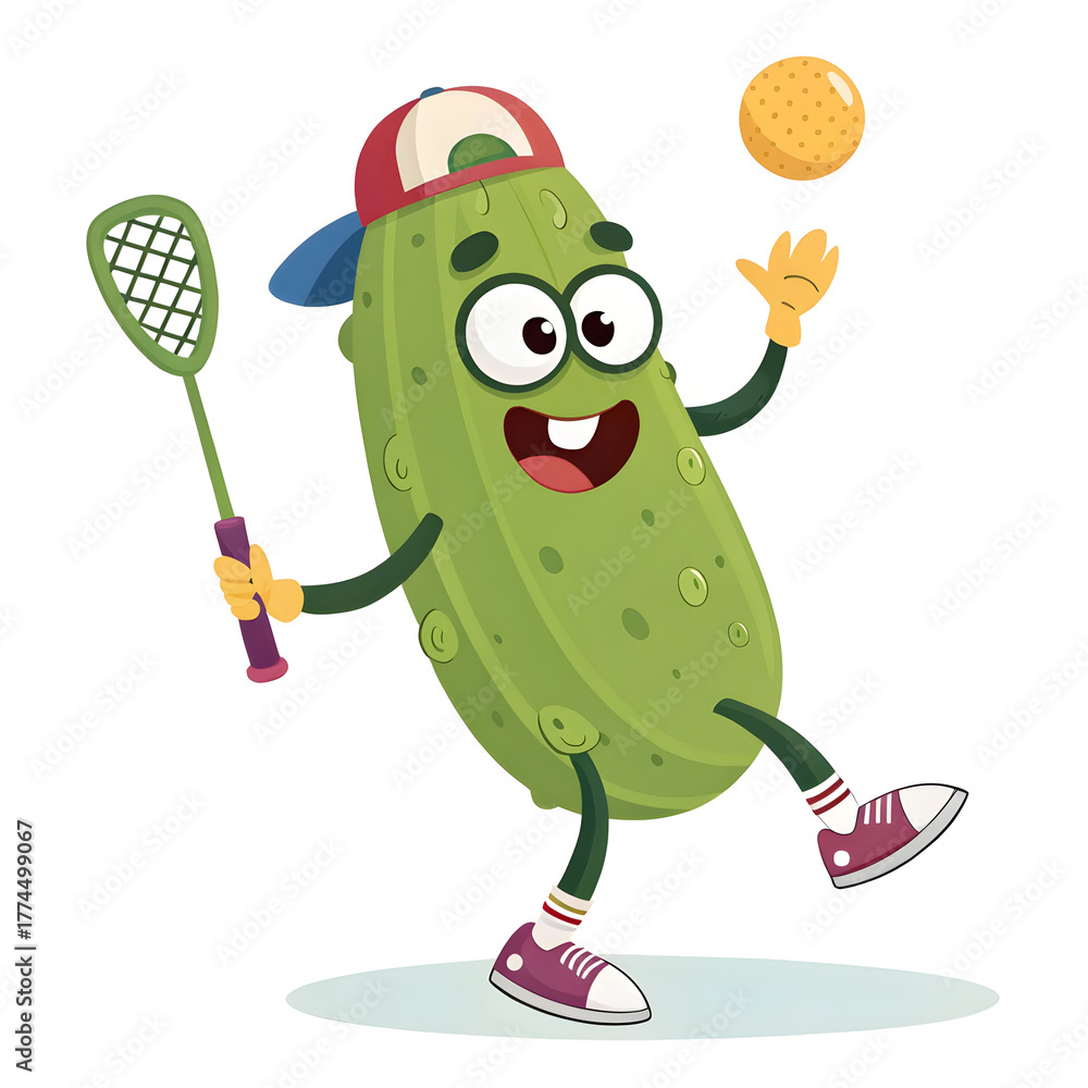 Obraz premium vector illustration pickle playing picklebal masco