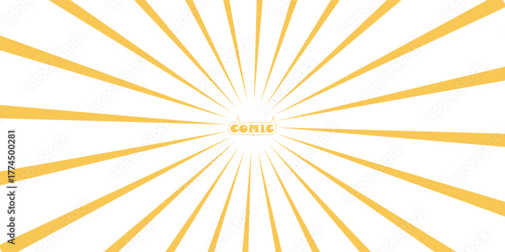 Fototapeta premium Half Sun Rays retro background, yellow colored sunburst stylish. Shine Summer pattern. vector illustration,