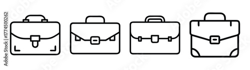 Business briefcase icons set professional portfolio luggage travel bags