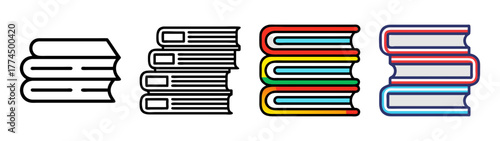 Stack of books icons representing knowledge learning and education