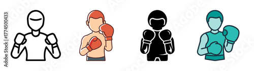 Diverse boxer icons representing the sport of boxing and combat