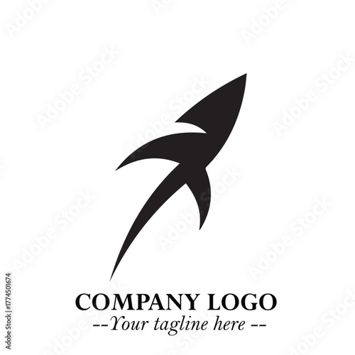 Rocket Logo Symbol in Black on the White Background with Modern Futuristic Space Design

