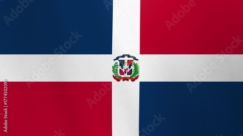 The flag of Dominican Republic. Realistic waving animation. Standard color. Seamless 4K video footage. Detailed cloth texture, natural