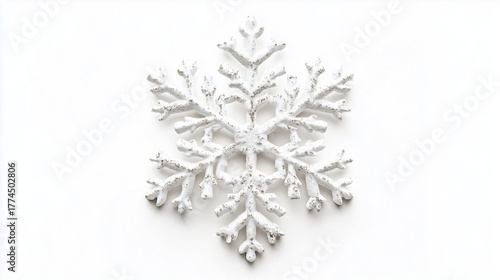 White Snowflake Christmas Ornament Isolated on White Background