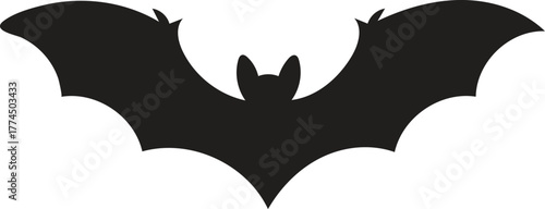 Spooky silhouette of a bat in flight, perfect for Halloween designs and scary themed projects this autumn