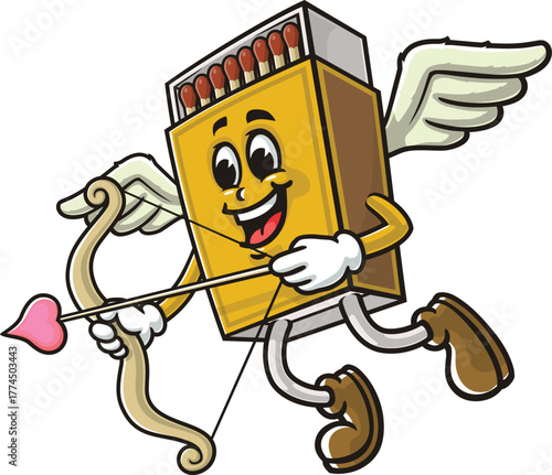 Matchstick box mascot cartoon is becoming cupid