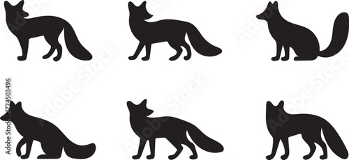 Elegant fox silhouette illustrations for branding, wildlife education, or nature-themed design projects