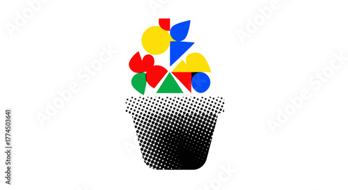 Colorful Geometric Shapes in a Pot: A Playful Design.