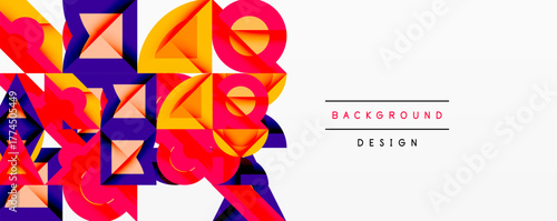 Abstract geometric shapes overlap, creating vibrant colorful design. Background features text background design. Modern aesthetic.