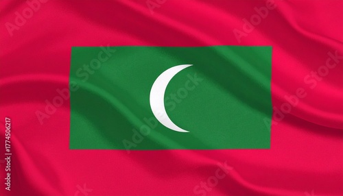 Honor peace and devotion with the Maldives flag—where bold red, serene green, and a white crescent reflect sacrifice, prosperity, and Islamic heritage.