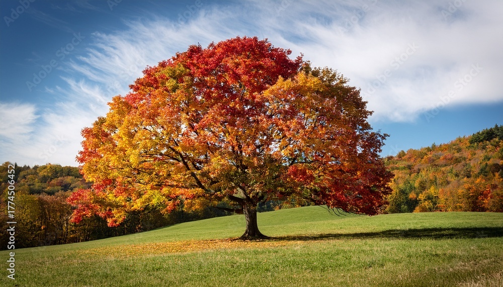 Naklejka premium Colorful Tree Displaying Seasonal Hues
