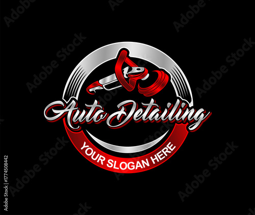 car auto detailing service polisher logo design emblem vector illustration modern 