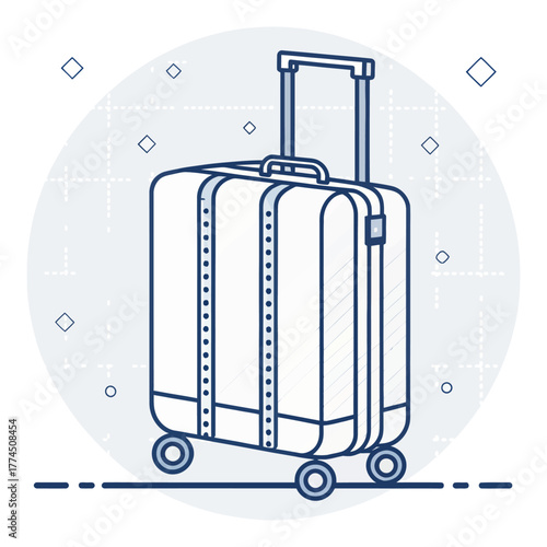 Trolley Suitcase on Wheels Line Art Icon