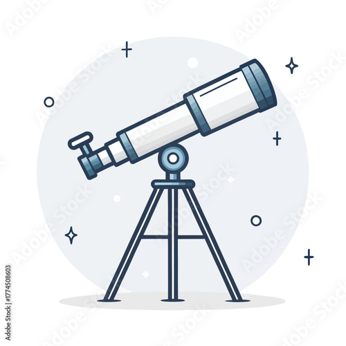 Astronomical Telescope on Tripod Icon - Discovery and Vision