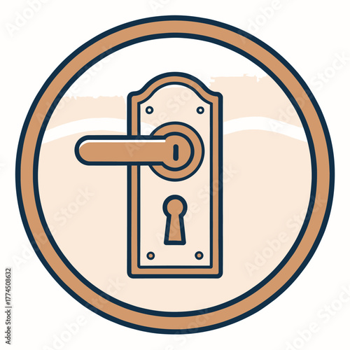 Vintage Doorknob and Keyhole Icon