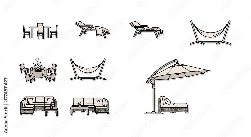 Obraz premium outdoor furniture set arranging patio lounge sets for a relaxing backyard oasis perfect for summer gatherings and family relaxation