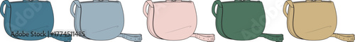 Collection of five small, stylish, and versatile crossbody bags in various pastel and earthy tones