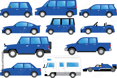 青色のいろんな車
