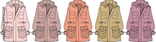 Fashionable Outerwear Variety of Parka Coat Styles in Soft Pastel Colors