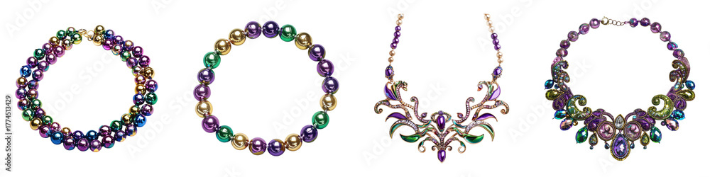 Obraz premium Frames made of beaded necklaces with varying colors designs.