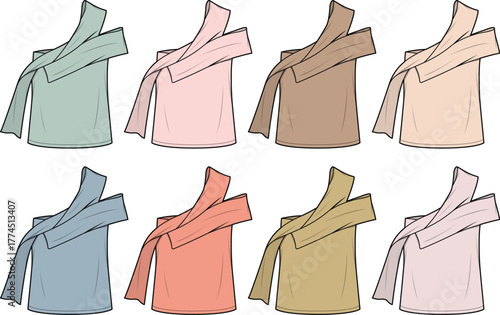 Collection of eight tote bags in various pastel colors, ideal for fashion and everyday use