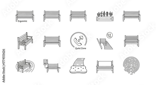 garden benches diverse outdoor seating options with quiet zone ergonomic designs for parks illustrating relaxation comfort and urban landscape design
