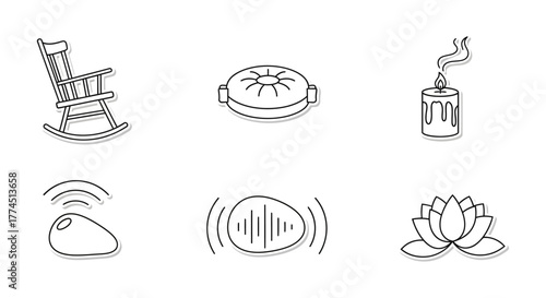 relaxation and meditation icons zen symbols for a wellness blog perfect for illustrating mindfulness practices and relaxation techniques.