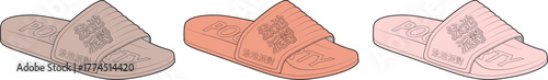 Illustration of Three Colorful Slippers Footwear Collection