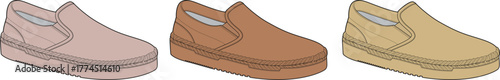 A Trio of Casual Slip-On Shoes in Earthy Tones - Three Different Colors Showcased Side-by-Side