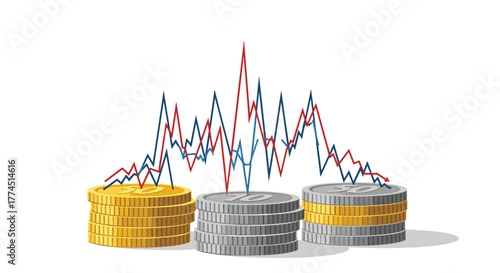Financial Market Analysis with Stock Charts and Coins, Generative AI.