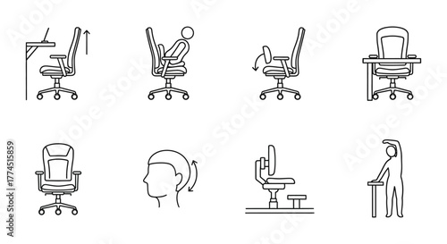 ergonomic office chair adjustments for proper posture and stretches ideal for promoting workspace wellness and reducing strain during long workdays