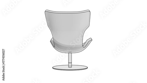 Modern 3D chair rotating in a seamless 360-degree loop, perfect for design and visualization projects.