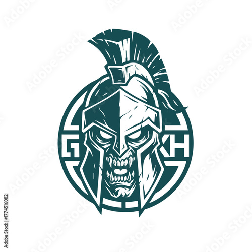 Futuristic cyborg arm with a clenched fist holding a symbol of electric power, a mascot design for technology or gaming